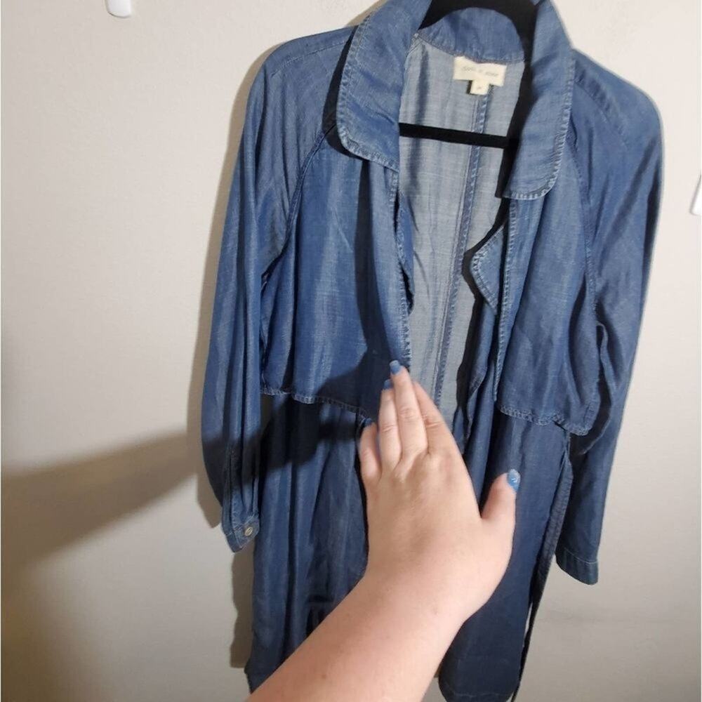 ANTHROPOLOGIE cloth & stone denim chambray duster coat size‎ medium new! - Picture 6 of 12